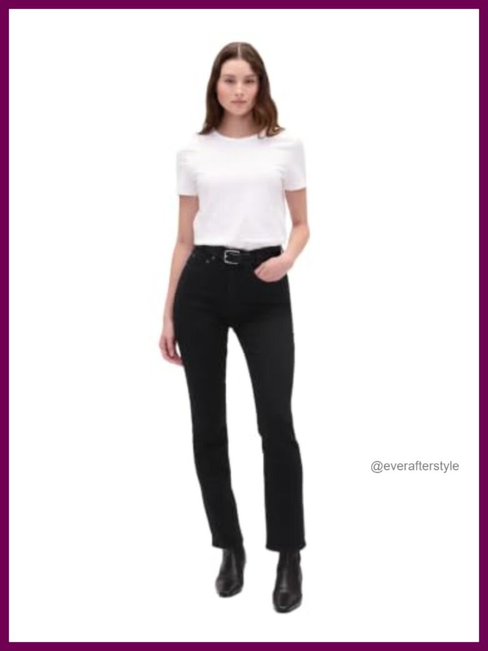 High Rise Vintage Slim Fit Denim Jeans Straight Leg Pull On